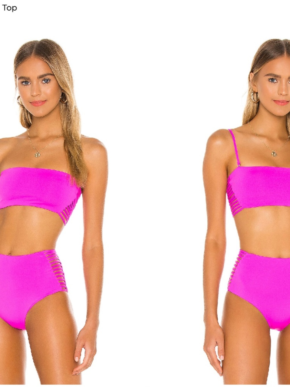 L*SPACE Kit Bikini Top and High Waisted Bottom in Bright Fuchsia